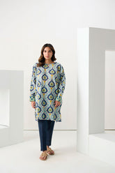 DC-0553 BLUE DIGITAL PRINTED KURTA
